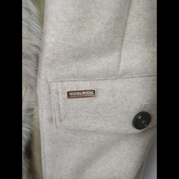 NWT $1805 WOOLRICH Sz S Emily Fur Coat Wool Cashmere Lamb Shearling Insulated - Picture 5 of 11